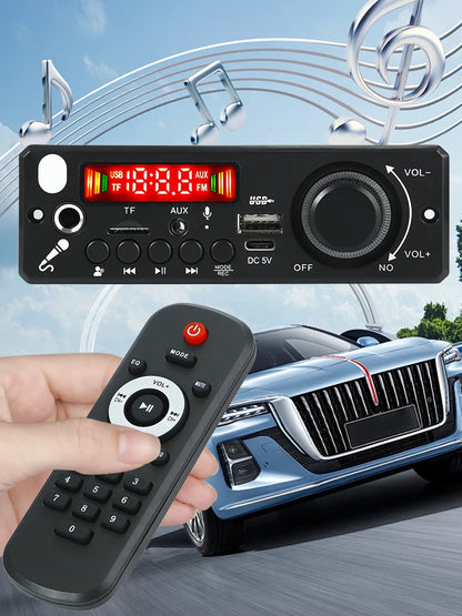 Módulo de radio FM para coche con amplificador de 6 W, CC 5 V, compatible con Bluetooth 5.0, módulo de audio TF, USB, reproductor de MP3, llamadas manos libres con control remoto