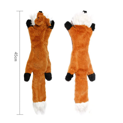 Divertido juguete de imitación de animal sin relleno para perros con chirriadores, duradero, de peluche sin relleno, con sonido chirriante, para masticar y arrugar.