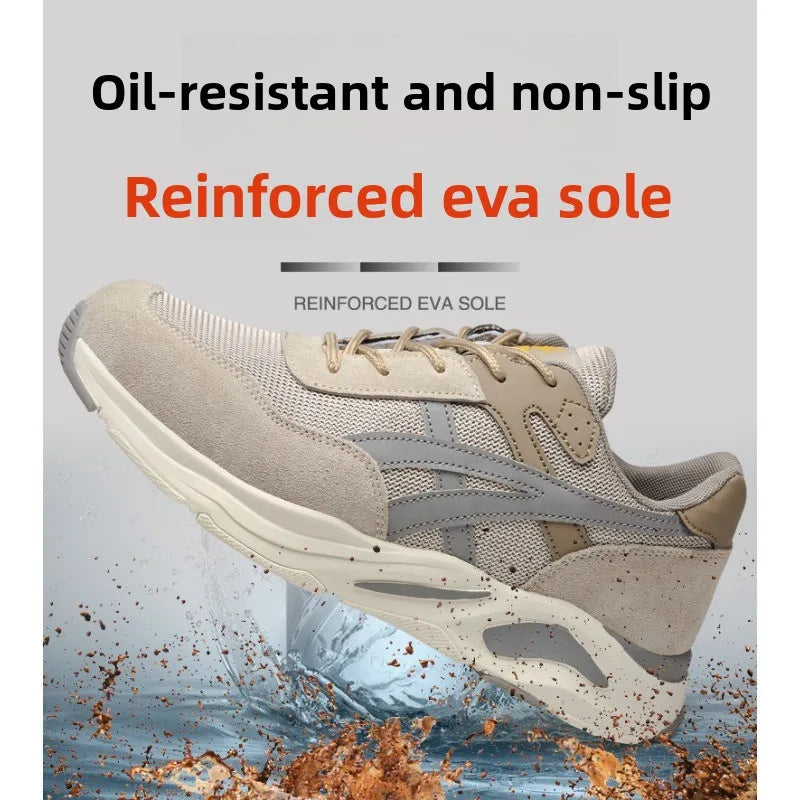 Nuevos zapatos de protección laboral ligeros y transpirables para hombres y mujeres, con puntera de acero antiaplastamiento y antipinchazos.