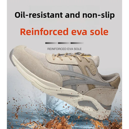 Nuevos zapatos de protección laboral ligeros y transpirables para hombres y mujeres, con puntera de acero antiaplastamiento y antipinchazos.