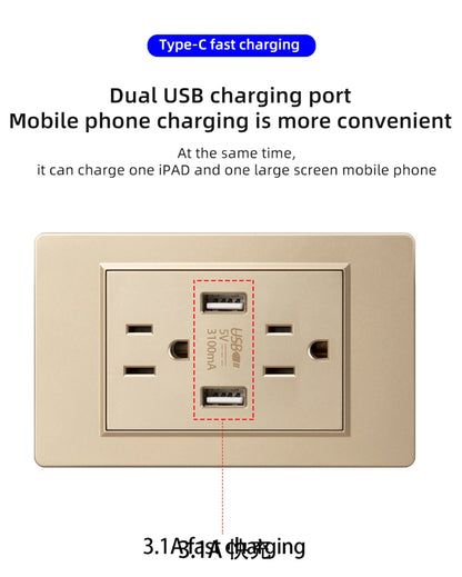 Adaptador de enchufe Herepow serie 118, enchufe de pared estándar americano con doble puerto USB, para electrodomésticos inteligentes, tipo C, carga rápida de 3,1 A.