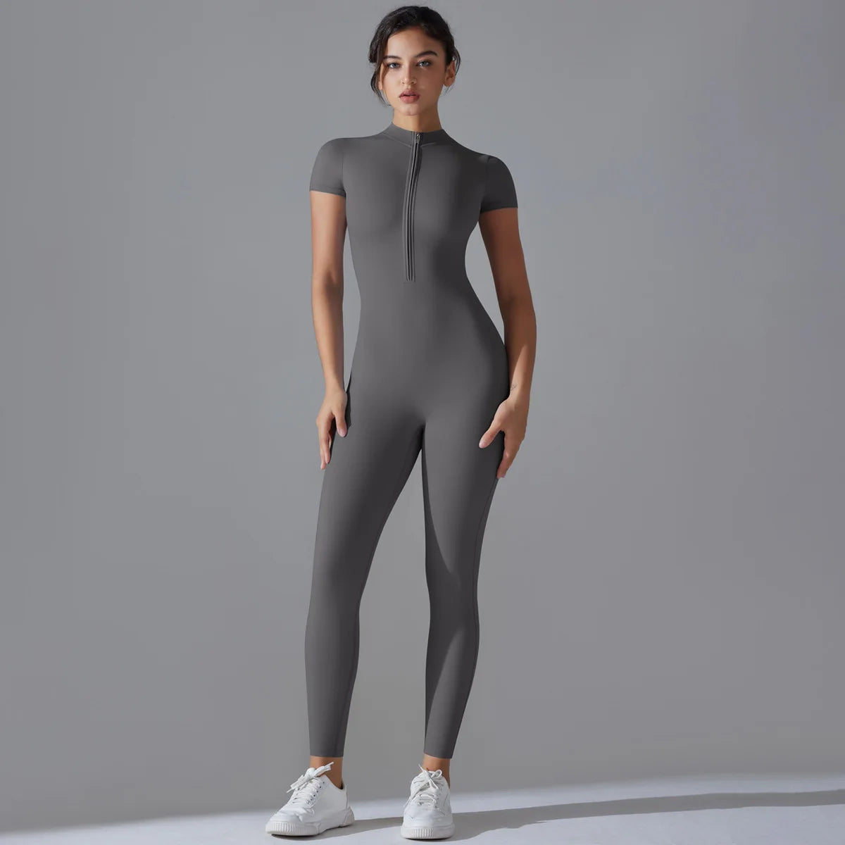 Women Zipper Bodysuits Fitness Sports Bodysuit Yoga Suit Breathable Quick Drying Sports Yoga Clothing Women Gym Push Up Workout
