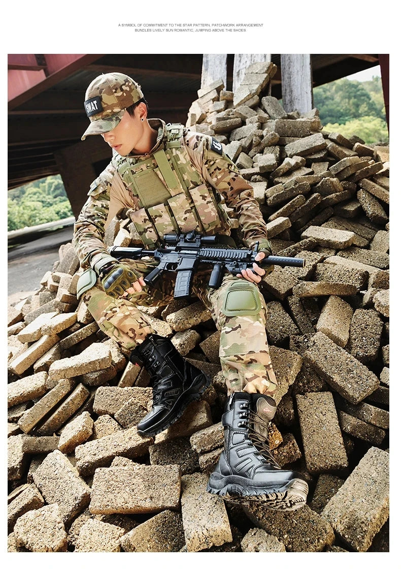 Botas altas de piel para hombre de alta calidad, transpirables, estilo desértico, ideales para actividades al aire libre. Botines antideslizantes para senderismo.