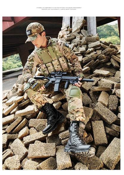 Botas altas de piel para hombre de alta calidad, transpirables, estilo desértico, ideales para actividades al aire libre. Botines antideslizantes para senderismo.