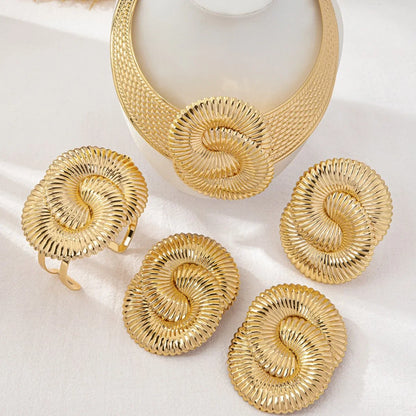 Conjunto de collar, pendientes, pulsera y anillo con símbolo geométrico de caracol marino, accesorios de joyería de China continental.