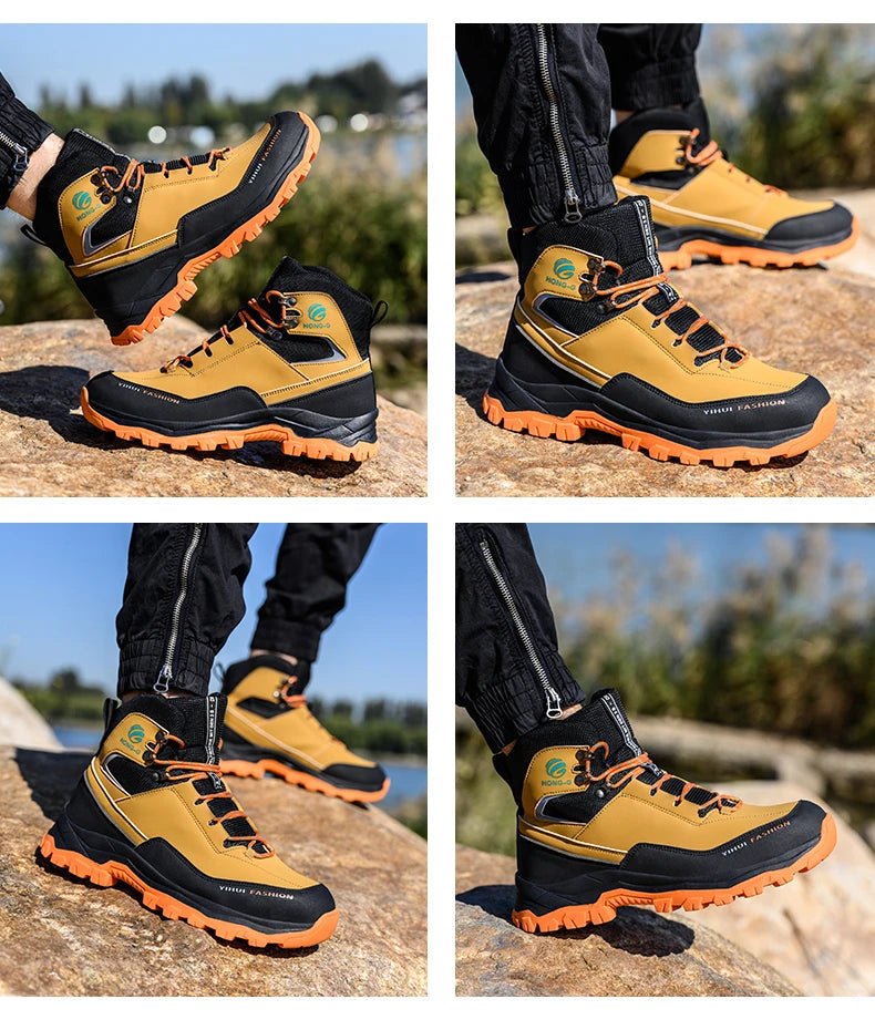 Botas de seguridad para hombre con puntera de acero, antigolpes y resistentes a perforaciones, de calidad europea.