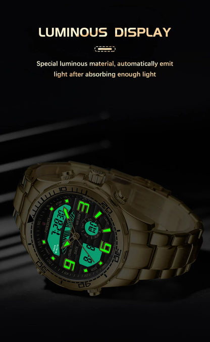 Relojes digitales Foxbox para hombre, reloj de pulsera deportivo de cuarzo de lujo superior, reloj de pulsera de acero militar resistente al agua, reloj de pulsera de cuarzo, reloj para hombre