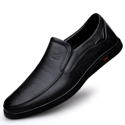 Zapatos de hombre hechos a mano, zapatos de cuero para negocios, mocasines con suela de goma, zapatos casuales sin cordones para hombre, zapatos de oficina para trabajo, zapatos de vestir planos negros.