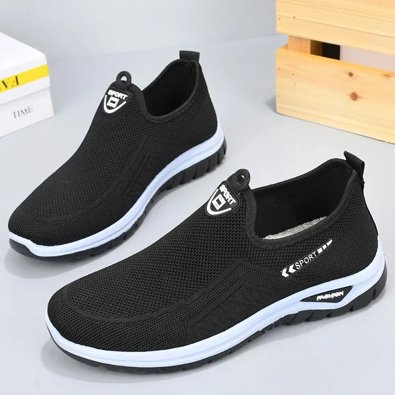 Zapatos de lona Beijing Old Man para hombre, antideslizantes, informales, deportivos, sin cordones, transpirables, ligeros y cómodos para caminar.
