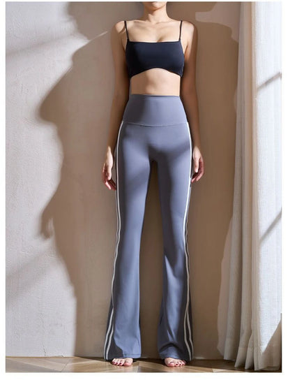 Women Yoga Flare Leggings Fitness Push Up High Waist Wide Leg Workout Pants Gym Elastic Tights Exercise Sport Pant Bell Bottomed