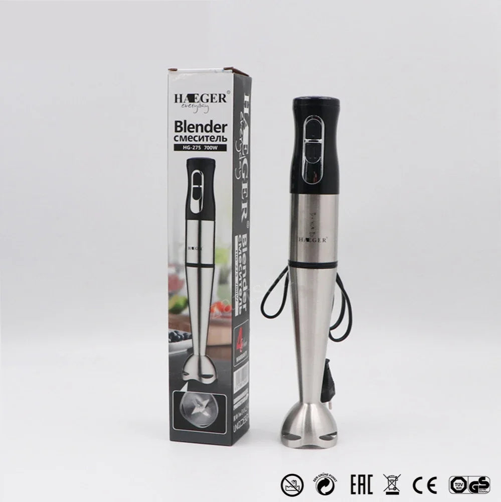 Batidora de mano eléctrica de alta potencia, 2 velocidades, cuatro cuchillas, para triturar hielo, verduras y frutas, ideal para cocinar.