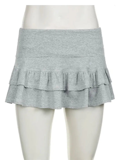 Mooyufo - Minifalda plisada lisa y dulce, estilo preppy, sexy, ajustada, de cintura baja, para mujer, moda urbana de verano 2024