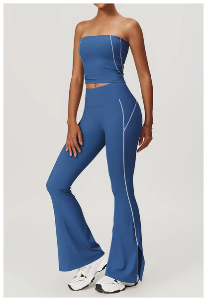 Conjunto deportivo de yoga FUBEIKE para mujer, de verano, color nude, ajustado, con espalda descubierta, ideal para gimnasio, ropa deportiva para mujer, para correr al aire libre.