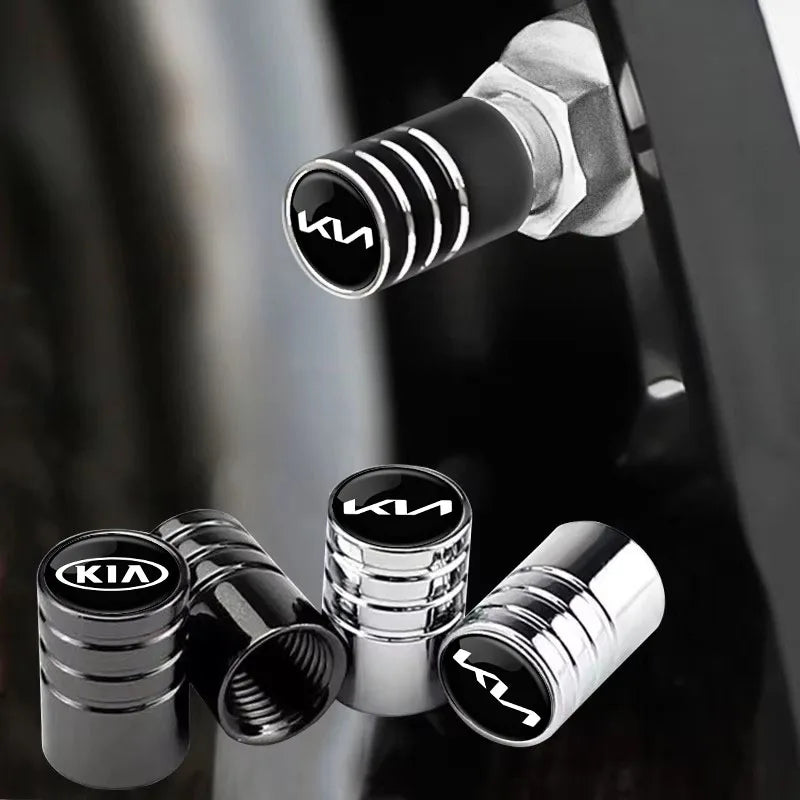 4 tapones para válvulas de neumáticos de coche con logotipo, accesorios para KIA EV6 Stinger RIO Sorento Picanto Ceed Borrego Syros K4 K5