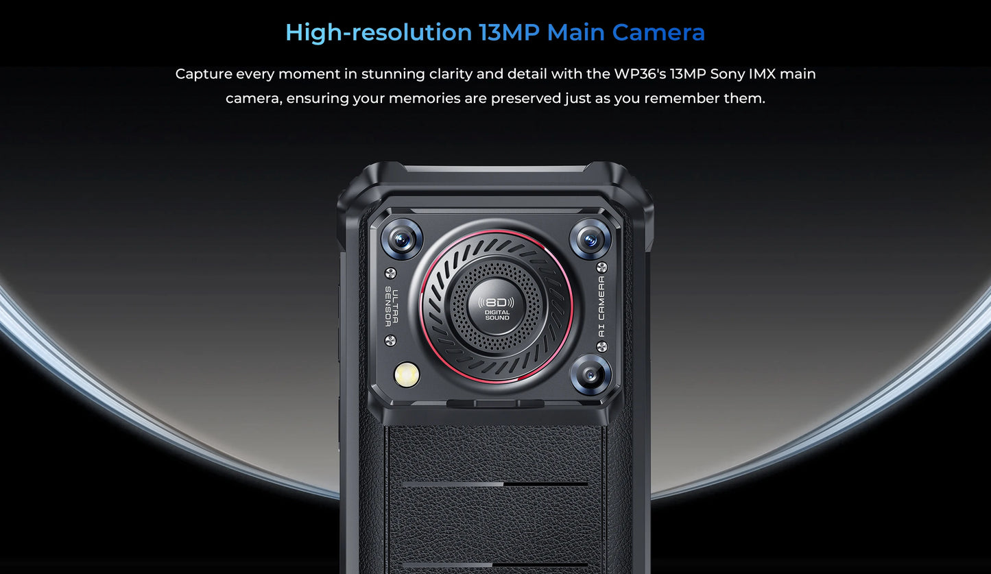 [Estreno mundial] Smartphone resistente Oukitel WP36, batería de 10600 mAh, pantalla HD+ de 6,52", 16 GB de almacenamiento interno, 128 GB de almacenamiento interno, sistema operativo Android 13, cámara de 13 MP