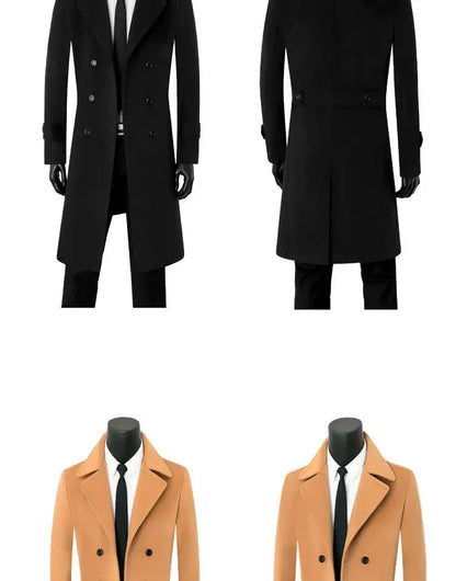 Abrigo de lana de alta calidad para jóvenes, cálido, informal, extralargo, cruzado, grueso, tallas grandes S-7XL 8XL 9XL