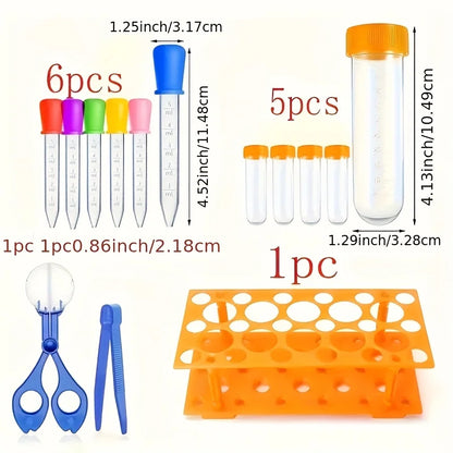 Kit de herramientas para desarrollar habilidades deportivas, que incluye tubos de ensayo extra grandes, goteros de silicona de colores, cajas de almacenamiento duraderas de color naranja y