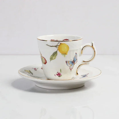 Plato de cerámica de estilo europeo para cena, elegante plato de carne con diseño de limón, juego de taza de café, plato de postre de cocina occidental
