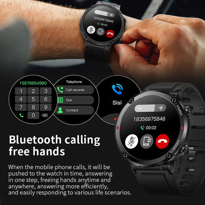 Reloj inteligente LIGE con batería grande de 600 mAh para hombre, reloj inteligente deportivo resistente al agua con llamadas Bluetooth y pantalla AMOLED.