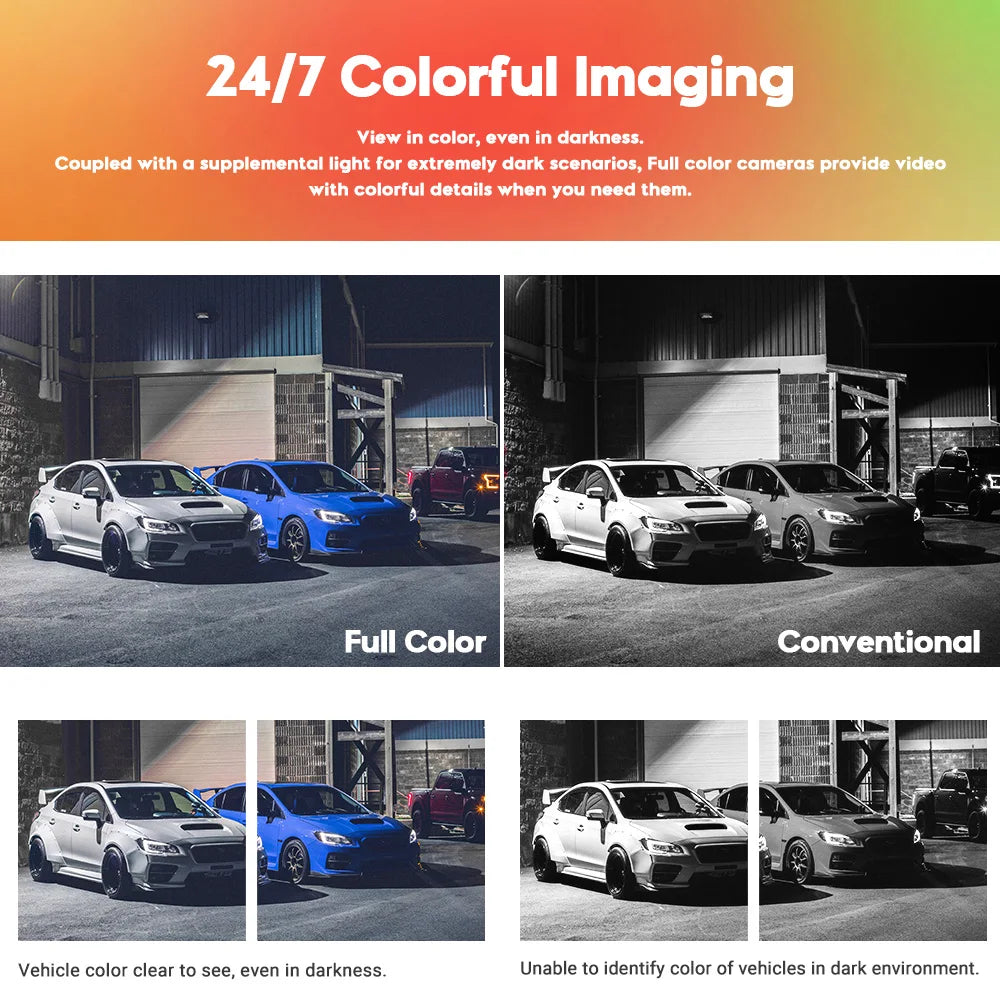 Cámara IP Hikvision ColorVu Smart Hybrid Light DS-2CD1383G2-LIU 4K 8MP con doble luz blanca y micrófono integrado.