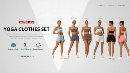 Conjunto deportivo de dos piezas Ctenkevet para mujer: incluye sujetador sin tirantes, top corto y ropa de gimnasio.