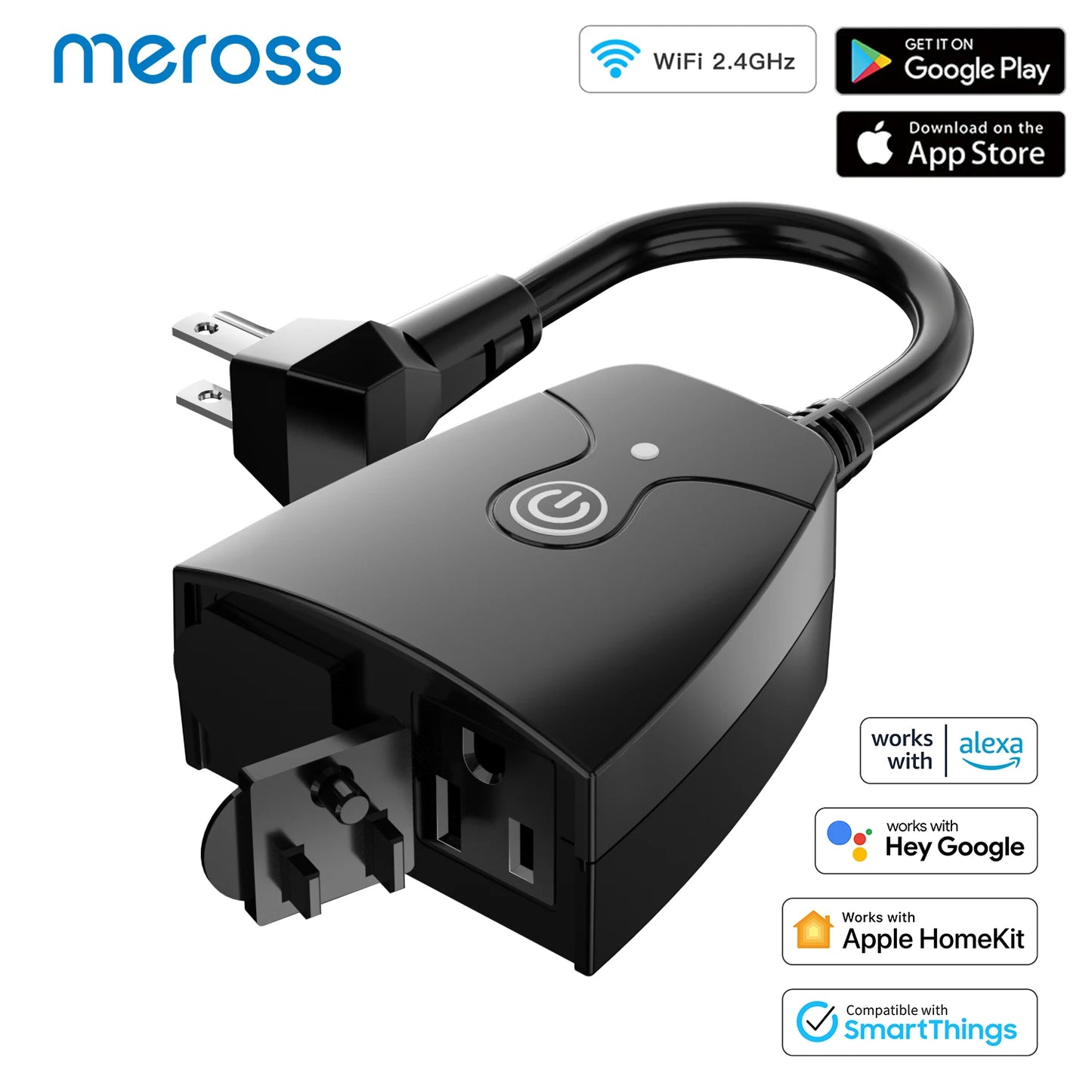 Enchufe inteligente para exteriores Meross HomeKit US con WiFi, 2 tomas de corriente con conexión a tierra, función de temporizador, compatible con Alexa, Google SmartThings