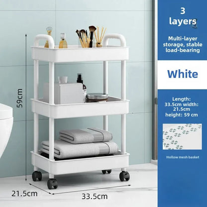 Carrito rodante multifuncional de tres capas 2025 con asa reforzada para cocina, baño, sala de manualidades y guardería.