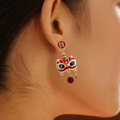 Pendientes colgantes de Año Nuevo chino, accesorios de joyería para las fiestas.