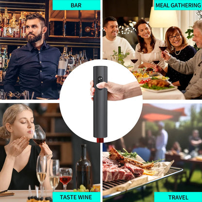 Abridor de botellas de vino eléctrico, sacacorchos automático con aireador, vertedor y cortador de papel de aluminio para cocina, bar, fiestas, regalos, batería.