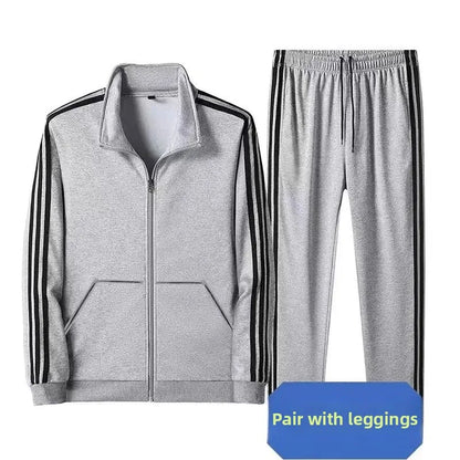 Conjunto deportivo para pareja, de manga larga y cuello alto, para correr, primavera y otoño, corte ajustado, versátil, popular, para correr por la mañana, dos piezas