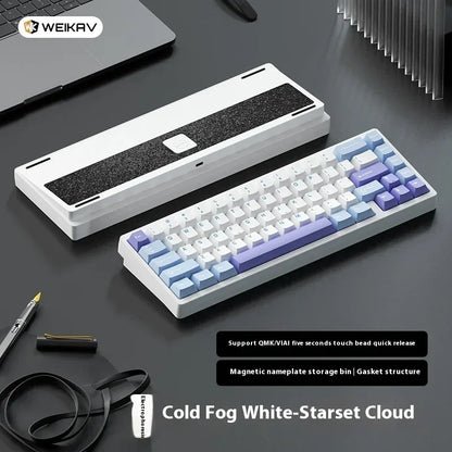 Teclado mecánico para juegos Weikav Lucky65 V2 RGB con junta intercambiable en caliente, estructura de 3 modos, aleación de aluminio, accesorio para PC