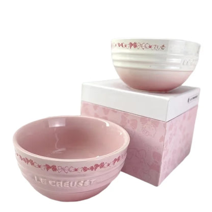 Cuenco de porcelana esmaltada de colores fríos Le Creuset, cuenco de arroz, cuenco para sopa con cara de arcoíris, cuenco francés con diseño de mono redondo para uso doméstico
