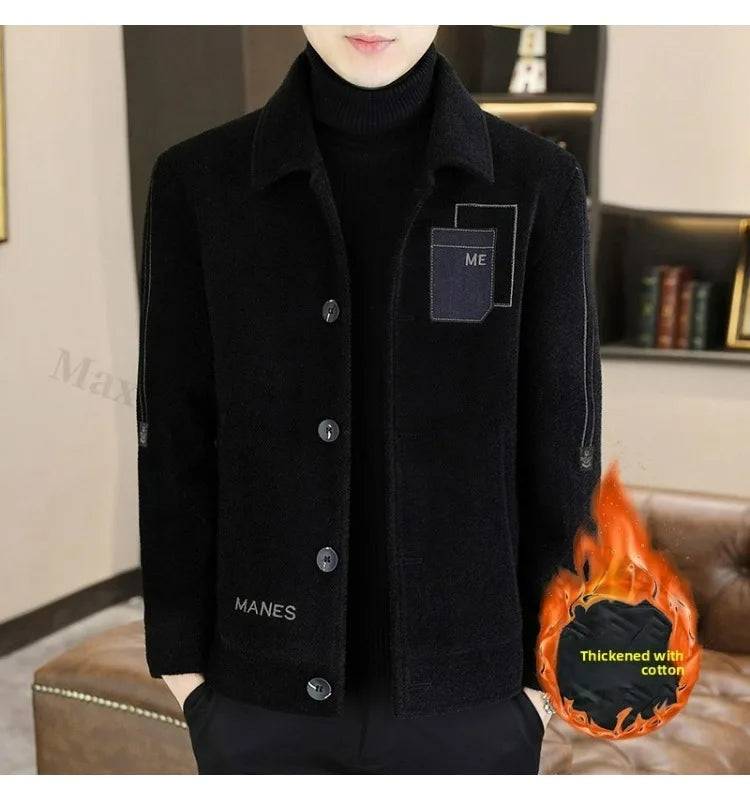Chaqueta corta de lana Maxbarley para hombre, estilo otoño/invierno, abrigo de trabajo, estilo coreano casual, grueso, moderno y cálido.