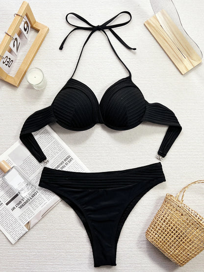 2025 Nuevo Bikini Sexy Cruzado Push Up Traje de Baño Mujer Traje de Baño Femenino Halter Bikini Conjunto Traje de Baño de Dos Piezas Ropa de Playa Natación