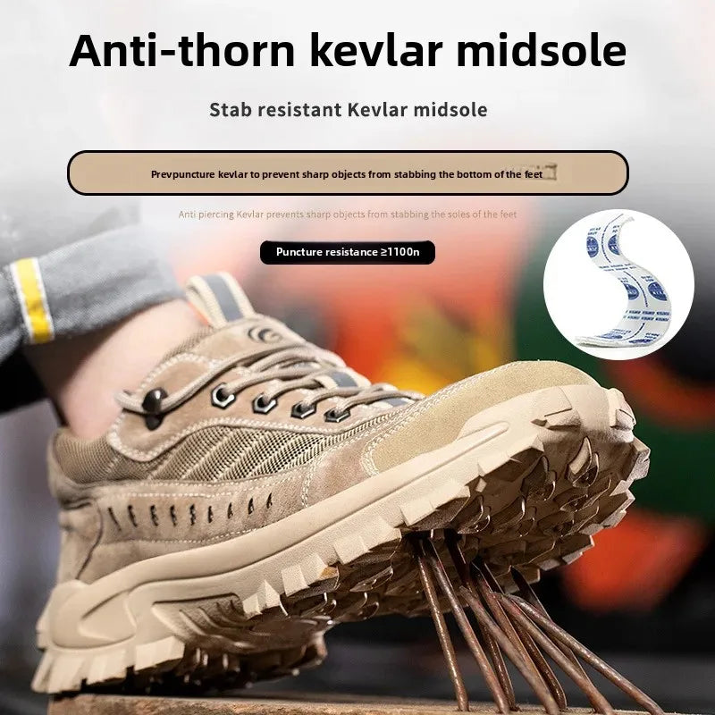 Spring New Men's Steel Toe Safety Shoes Breathable Work Shoes Anti Crush And Piercing High Temperature Resistant Wear Proof