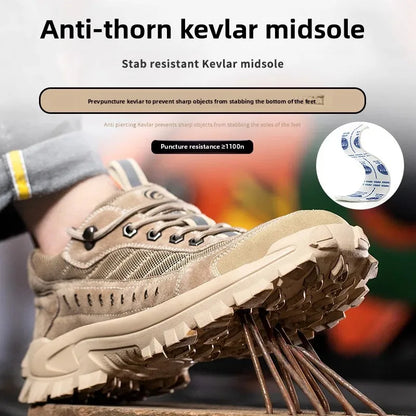 Spring New Men's Steel Toe Safety Shoes Breathable Work Shoes Anti Crush And Piercing High Temperature Resistant Wear Proof