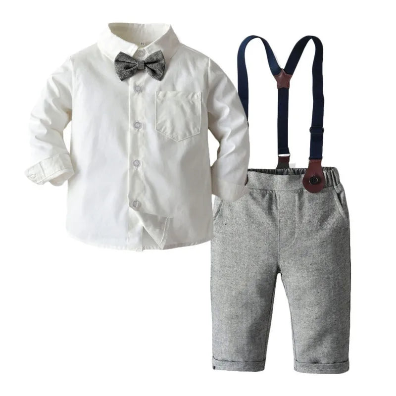 Conjunto de ropa para bebé niño, camisa con lazo, chaleco y pantalón, 3 piezas, traje de manga larga para fiesta de cumpleaños, ropa para bebé de 0 a 7 años