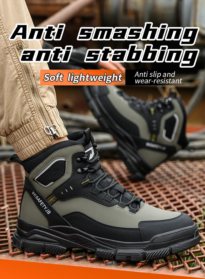 Zapatos de seguridad de alta calidad para hombre, zapatos de trabajo con puntera de acero, botas de seguridad para hombre y mujer, botas de trabajo anti-aplastamiento, botas de trabajo indestructibles.