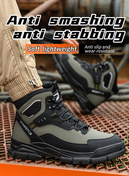 Zapatos de seguridad de alta calidad para hombre, zapatos de trabajo con puntera de acero, botas de seguridad para hombre y mujer, botas de trabajo anti-aplastamiento, botas de trabajo indestructibles.