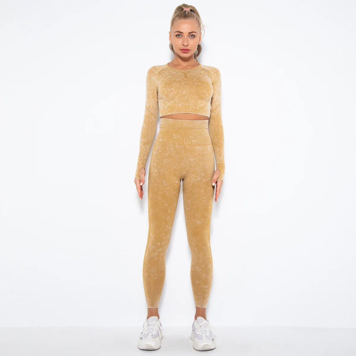 Conjunto de gimnasio con top corto sin costuras para mujer, conjunto de entrenamiento de yoga, ropa deportiva, leggings push up, chándal