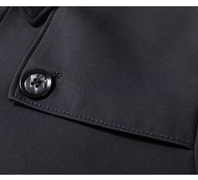 Abrigo tipo gabardina Maxbarley para hombre, estilo coreano, ligero, de lujo, de un solo botón, chaqueta larga cortavientos, colección primavera-otoño 2025, marca, con solapa.