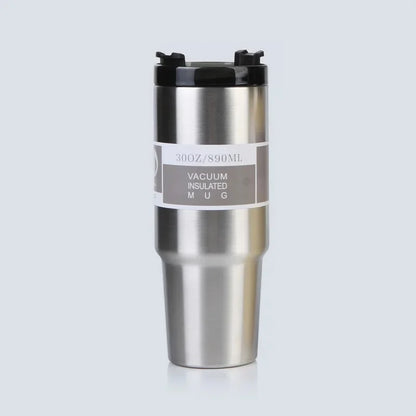 Vaso portátil de acero inoxidable de 30 oz con aislamiento para coche, con pajita y doble pajita para bebidas frías, ideal para usar en el vehículo.