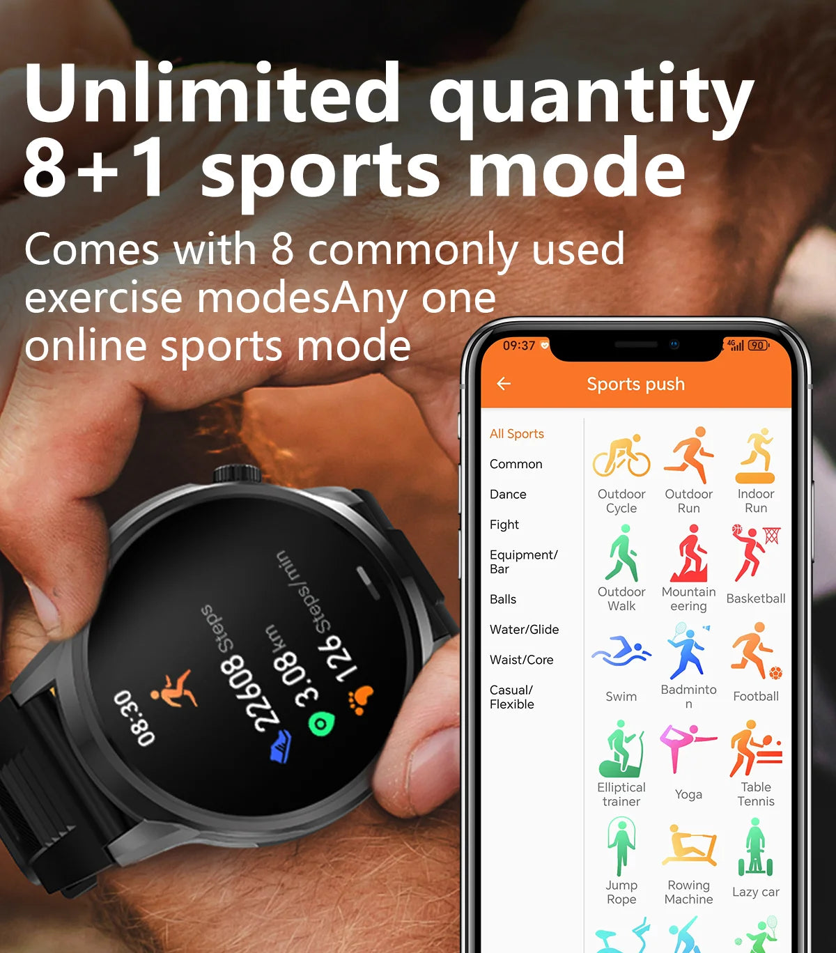 Reloj inteligente LIGE de 1,95 pulgadas con pantalla grande Ultra HD para hombre, llamadas Bluetooth, batería de 500 mAh, para deportes al aire libre y fitness, compatible con Android e iOS.