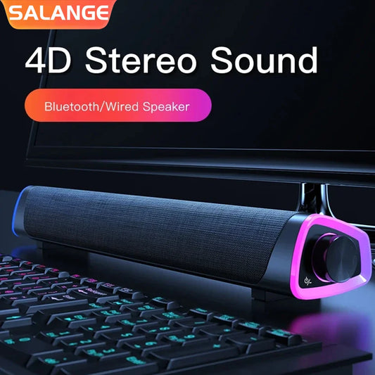 Altavoz para computadora 4D con Bluetooth 5.0, barra de sonido USB, subwoofer estéreo con cable para MacBook, portátil, PC, reproductor de música