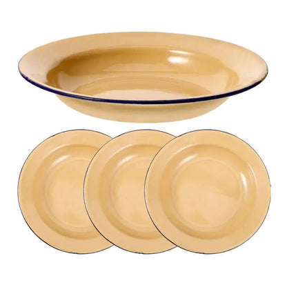 4 platos esmaltados retro para camping, restaurante, servicio de comida, platos de estilo vintage, vajilla de cocina para el hogar, plato para servir catering.