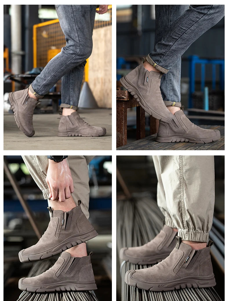 Botas de trabajo con puntera de acero, calzado de trabajo antiperforación para hombre, zapatos de trabajo indestructibles, zapatos de trabajo para exteriores, botas de seguridad para hombre.