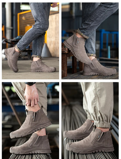 Botas de trabajo con puntera de acero, calzado de trabajo antiperforación para hombre, zapatos de trabajo indestructibles, zapatos de trabajo para exteriores, botas de seguridad para hombre.