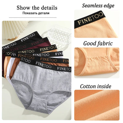 Finetoo - 3 calzoncillos de algodón para mujer, tallas grandes, sin costuras, transpirables, de cintura baja, suaves, tallas S-XXL