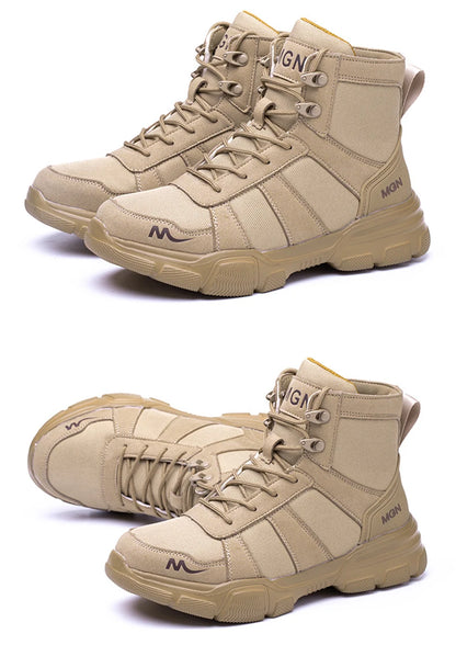 Botas de seguridad indestructibles para hombre, botas militares para exteriores, botas de trabajo antiaplastamiento y antipinchazos, calzado industrial para hombre, botas desierto.