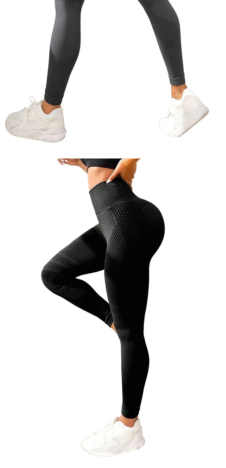 Pantalones de yoga de punto de cintura alta para mujer, pantalones largos de fitness, tejido integrado, banda elástica, pantalones deportivos, populares, efecto melocotón en los glúteos.